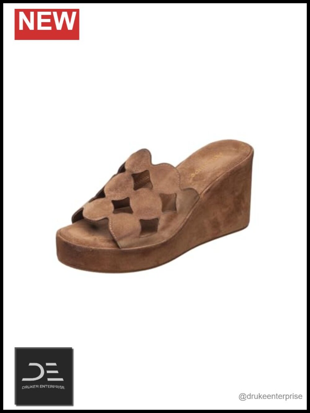 Suede Platform Wedge Sandals Slip On 2.5 Inch Heel